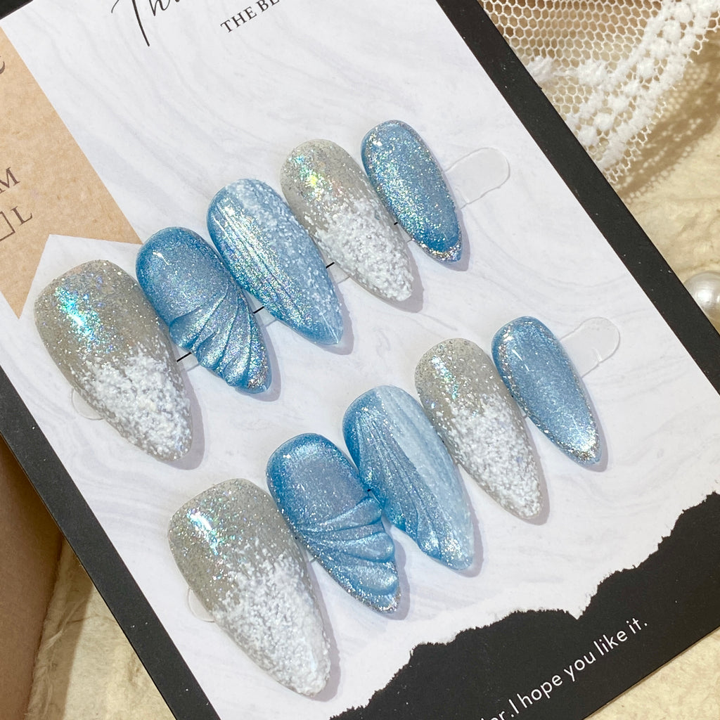 Frozen Ocean Shimmer Press-On Nails