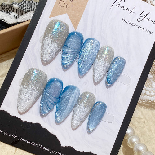 Frozen Ocean Shimmer Press-On Nails